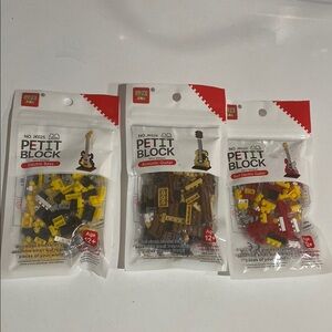 Set of 3 Petit Block Guitar Lego-Type Mini Blocks